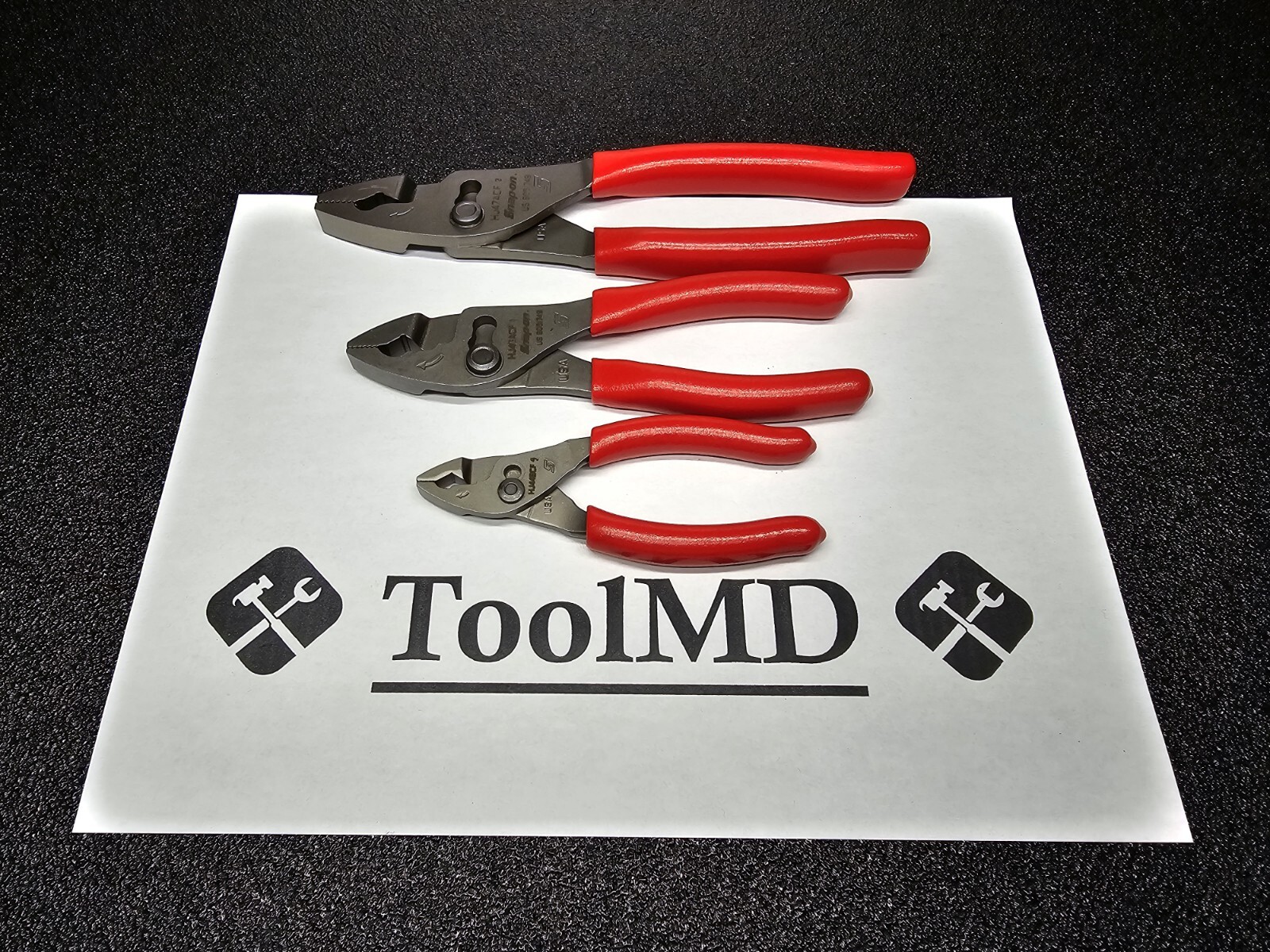 Snap-on Tools USA RED 3pc Talon Soft Grip FlankJaw Slip-Joint Plier Set HJ44BCF