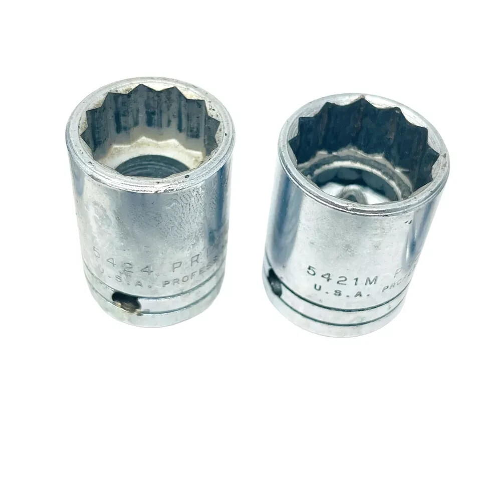 11 Pcs Bonney, Proto, Stanley 3/8 in Extension and 1/2 in Drive Socket Set, USA