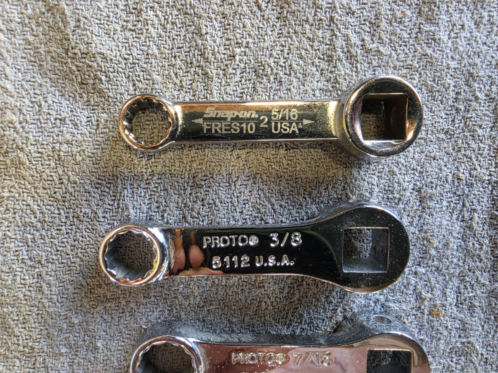 10pc Proto & Snap-on 3/8″ Dr. Torque Adapter Wrench Set SAE 5/16″ – 7/8″ USA