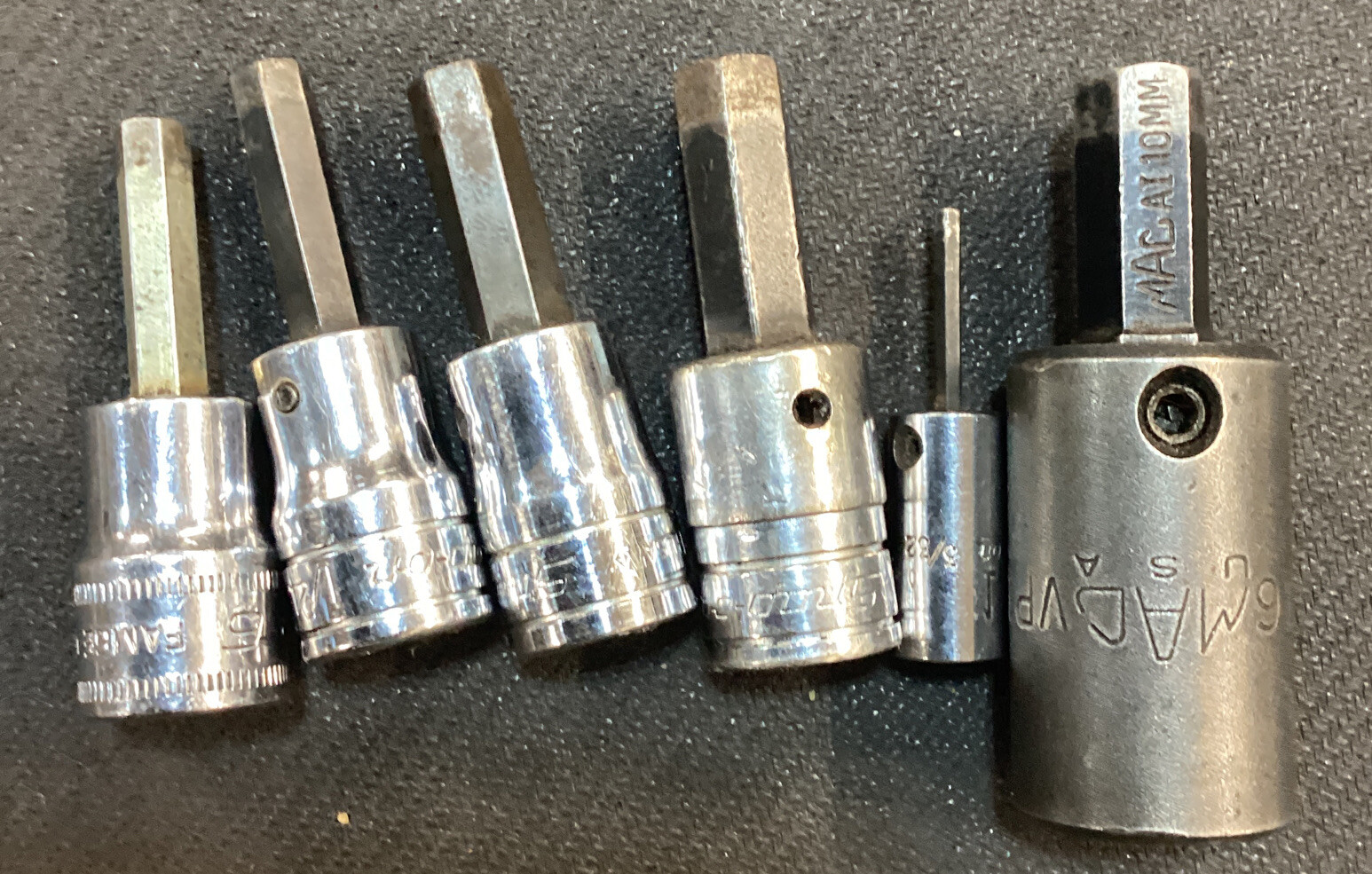 Snap On 5 piece Allen Hex Socket Set Fam6e, S6137, fa12a, fa10b, fa8a, Mac VP146