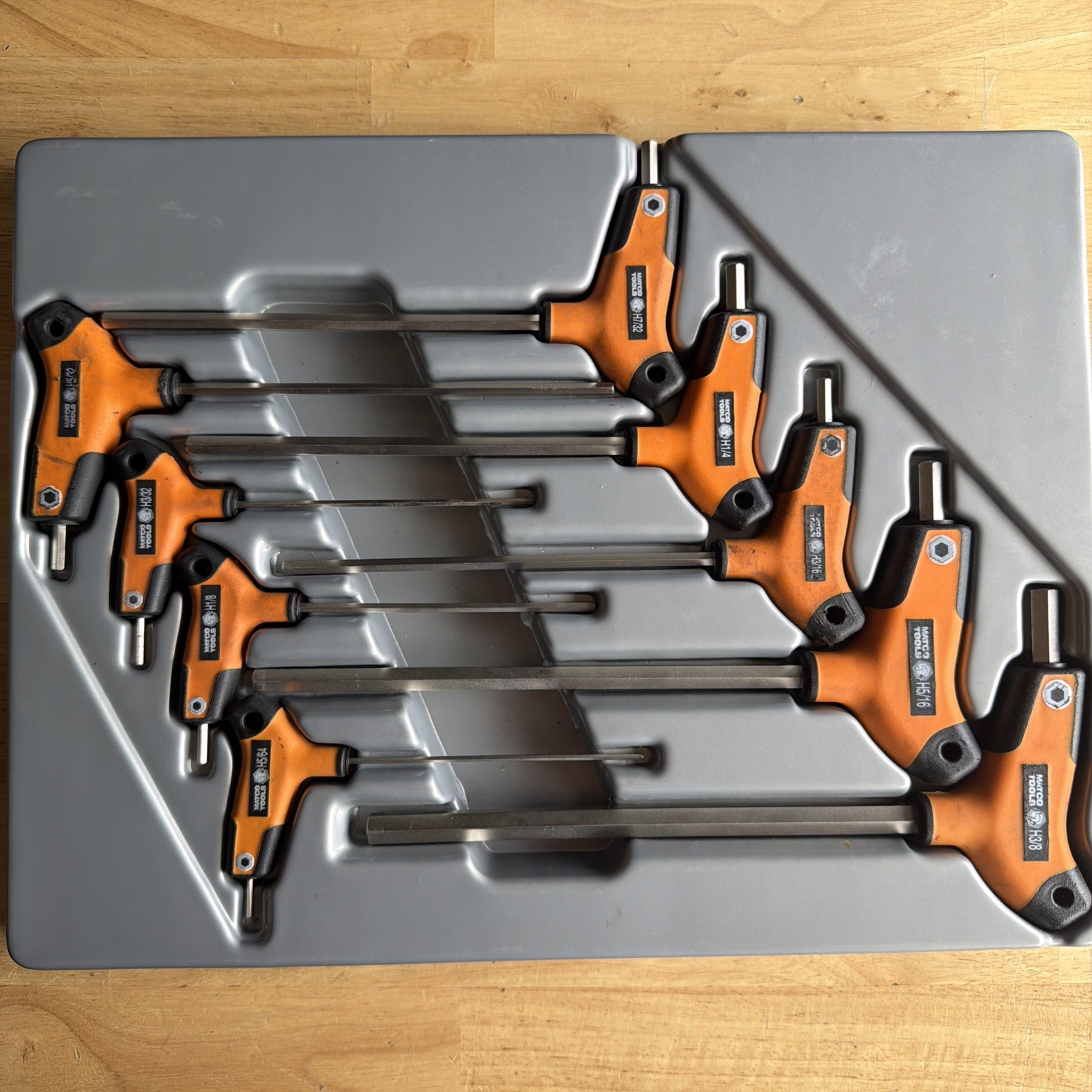 Matco Tools SAE T-Handle Long Short Combination Hex Key Wrench Set Orange STX9