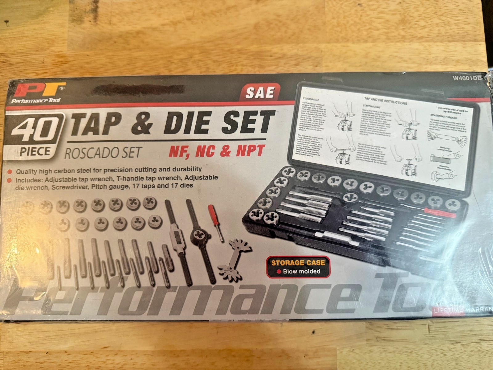 Performance Tool 40-piece professional tap and die set NEW SEALED SET #W4001DB