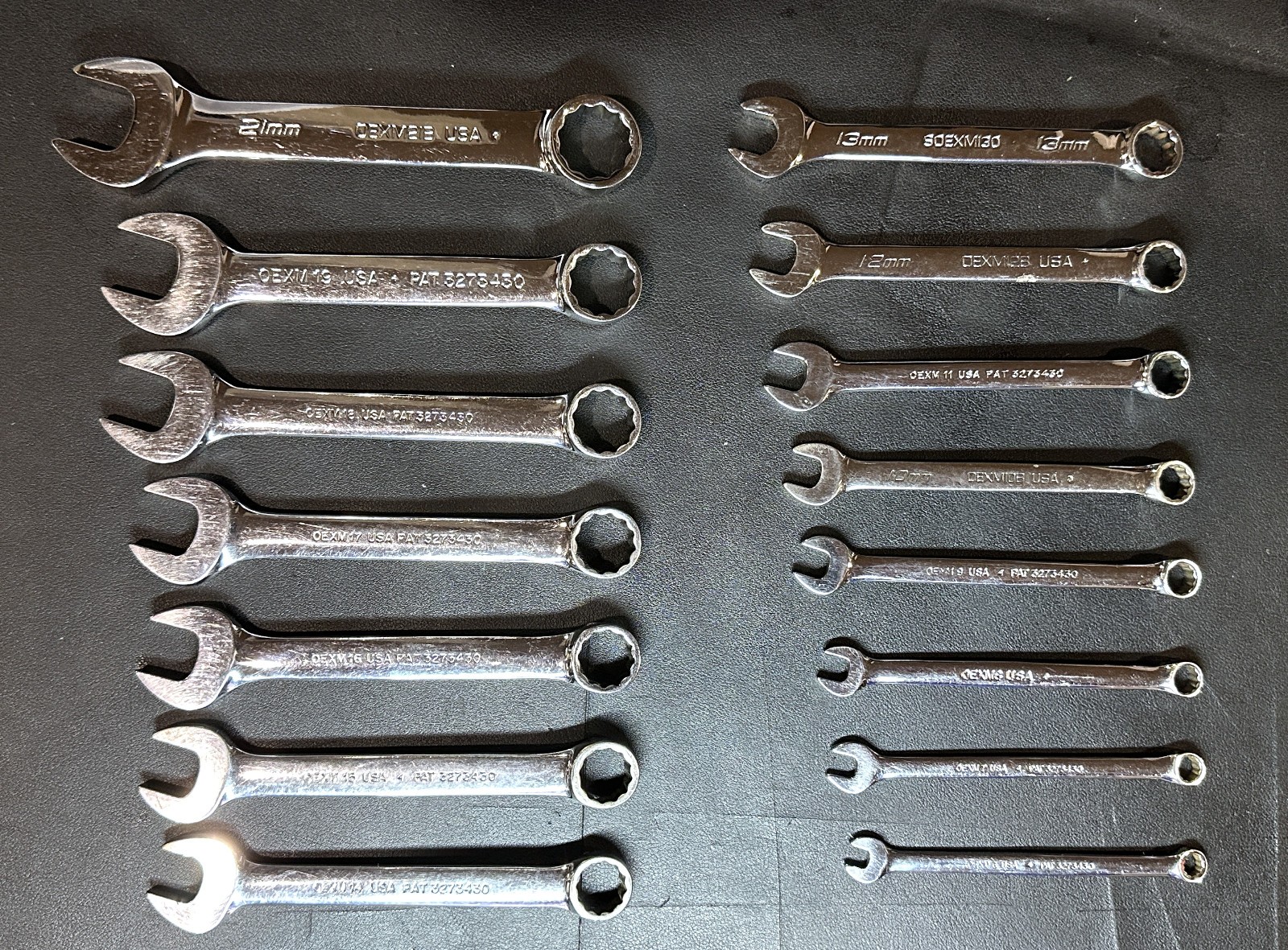 SNAP ON OEXM-SERIES 15-Pc 12-Pt Metric Flank Drive® Short Combination Wrench Set