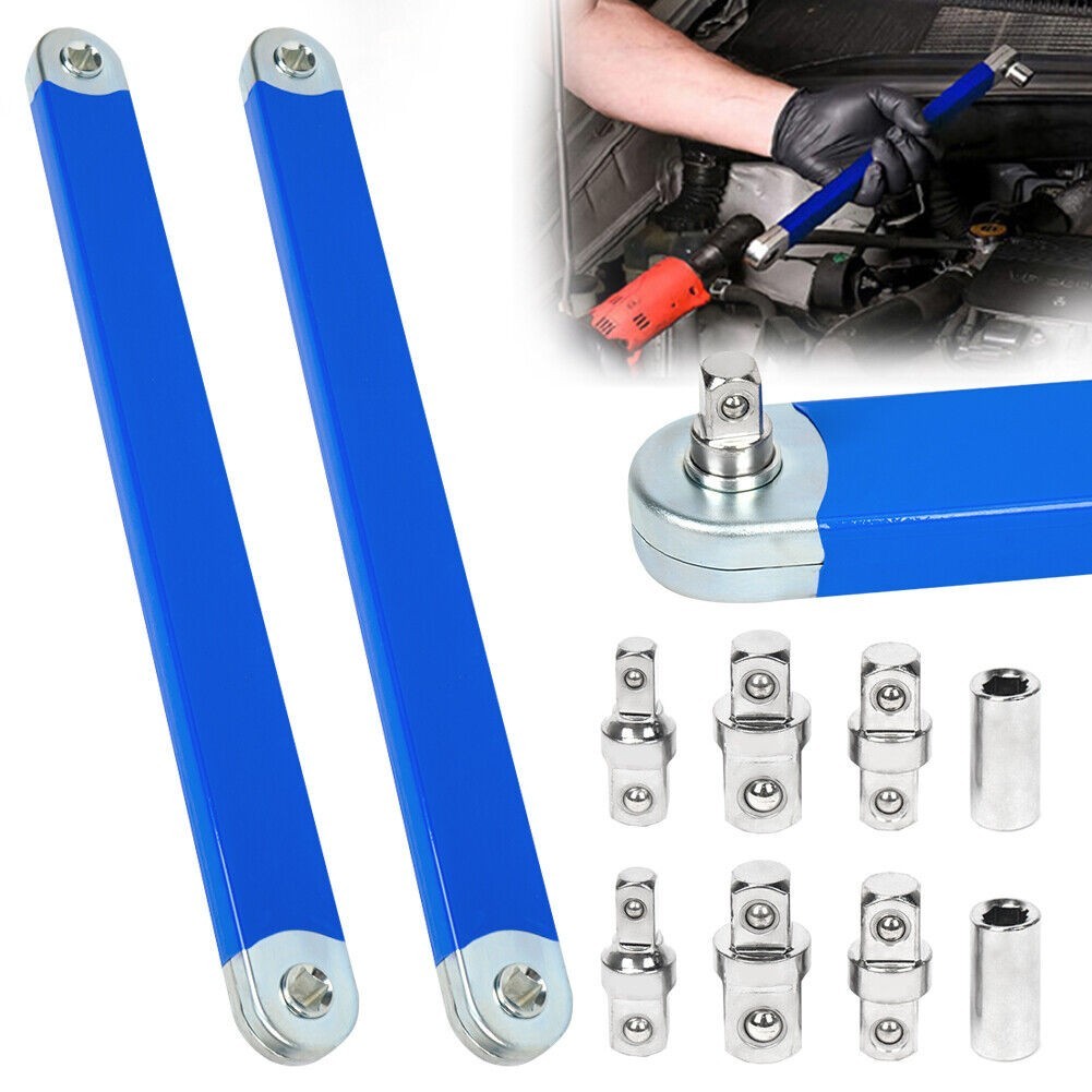 2 Pack Offset Extension Wrench Set Ratchet Spanner Wrench with Extender Shewubzu