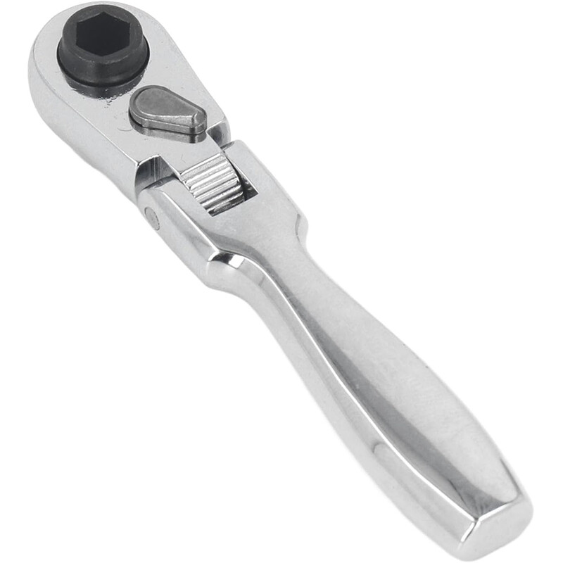 Ratchet Handle Socket Wrench 1/4″ Drive 72 Tooth Flexi Head Stubby 115mm Flattop