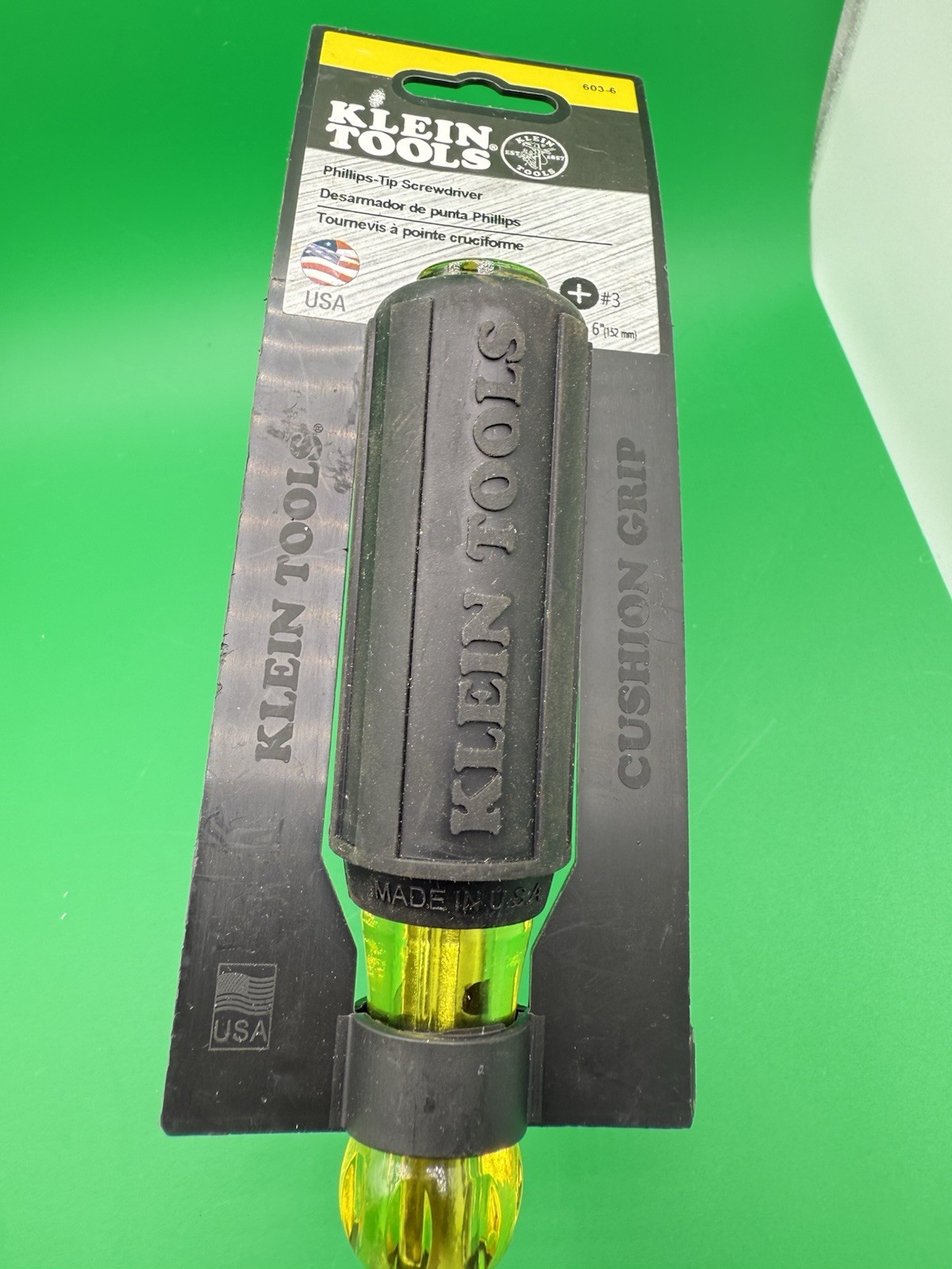 NEW Klein Tools 603-6 #3 Phillips Screwdriver 6” Round Shank & Cushion Grip USA!