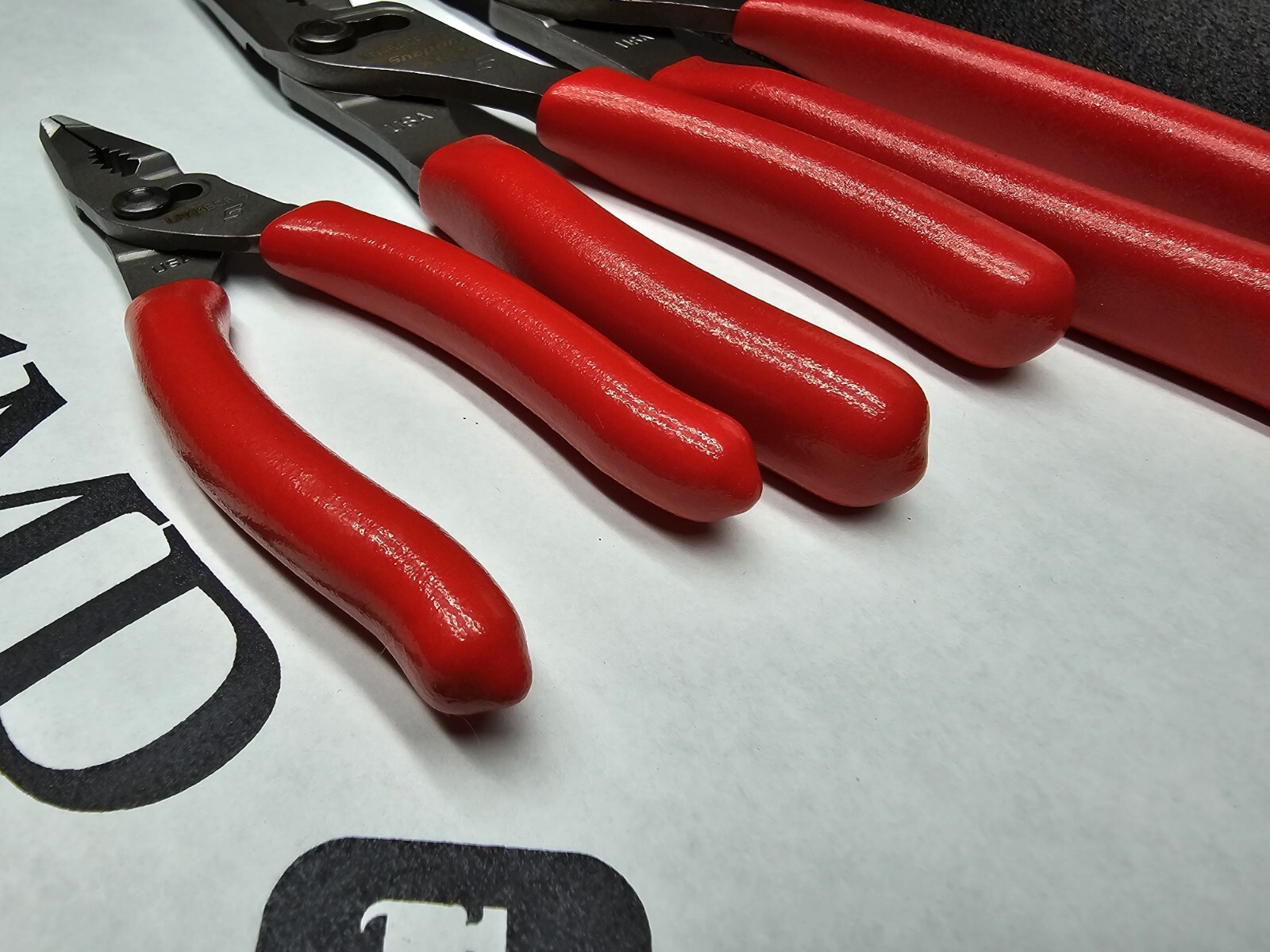 Snap-on Tools NEW 3pc RED Long Nose Slip Joint Plier Set LN44BCF LN47ACF LN46ACF
