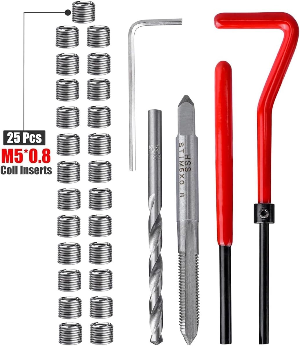 30PCS M5 Thread Repair Kit M5 x 0.8mm Helicoil Insertion Tool Thread Restorin