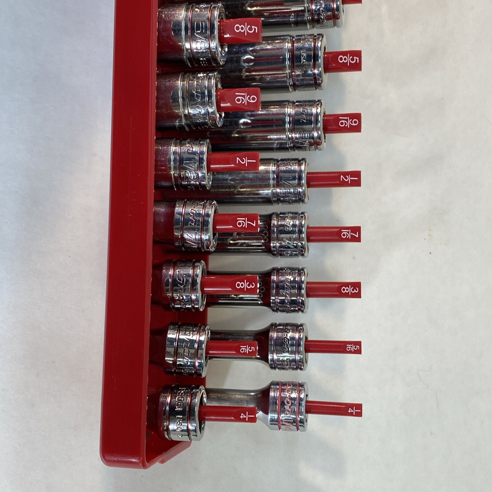 Snap On SFS081-SFS281 3/8″ Drive Socket 7/8-1/4 Set 22pcs Deep/Shallow w/Tray