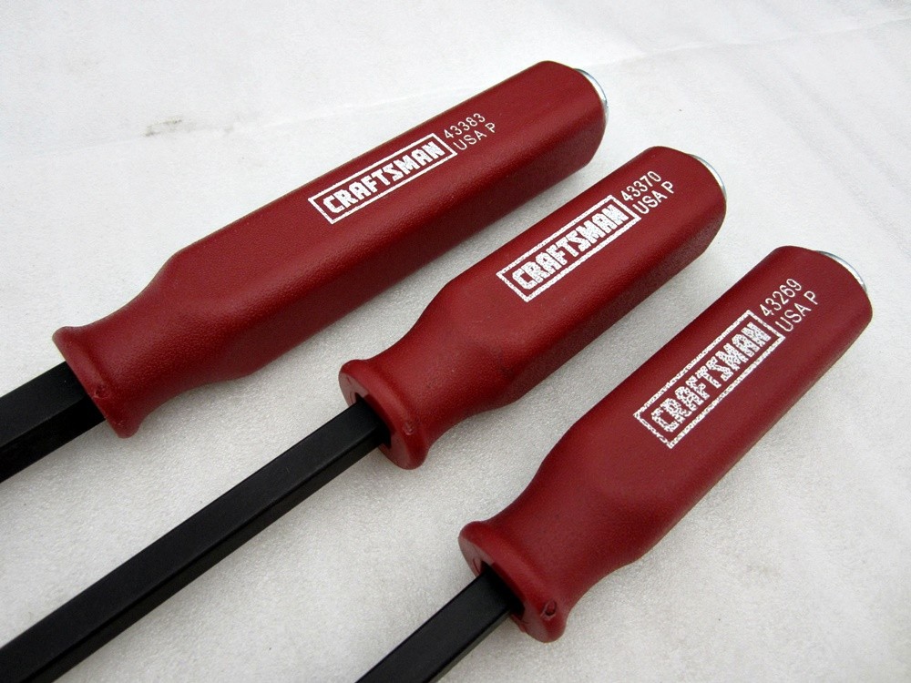 Vintage Craftsman 3pc Hard Handle Strike Cap Pry Bar Set 43395 Made in USA