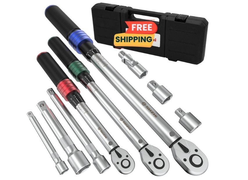 Juego de llaves dinamométricas 9 pcs ±3% con estuche, bici, moto, auto y camión