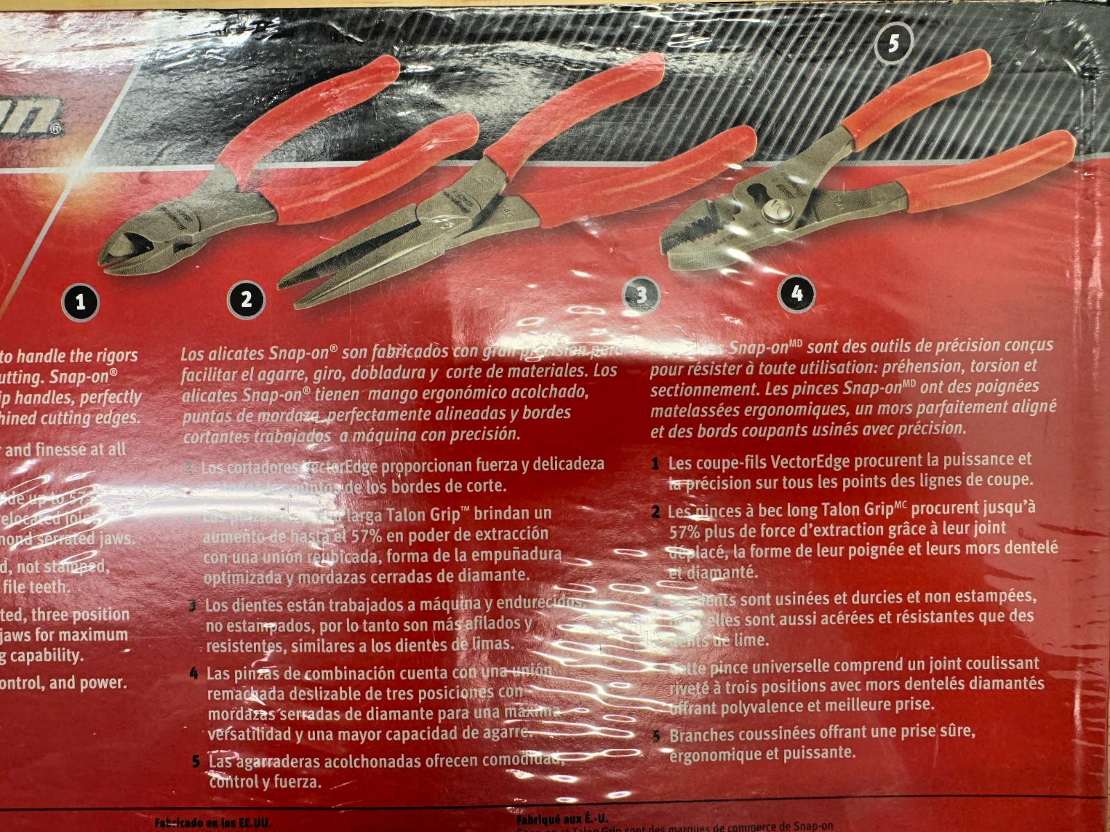 Snap-On Tools USA NEW SEALED RED 3 Piece Soft Grip Pliers / Cutters Set PL306ACF