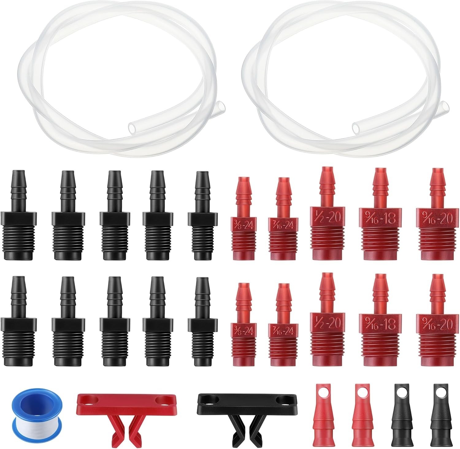 Brake Master Cylinder Bleeder Kit with Clear Hoses Fittings 29 pcs