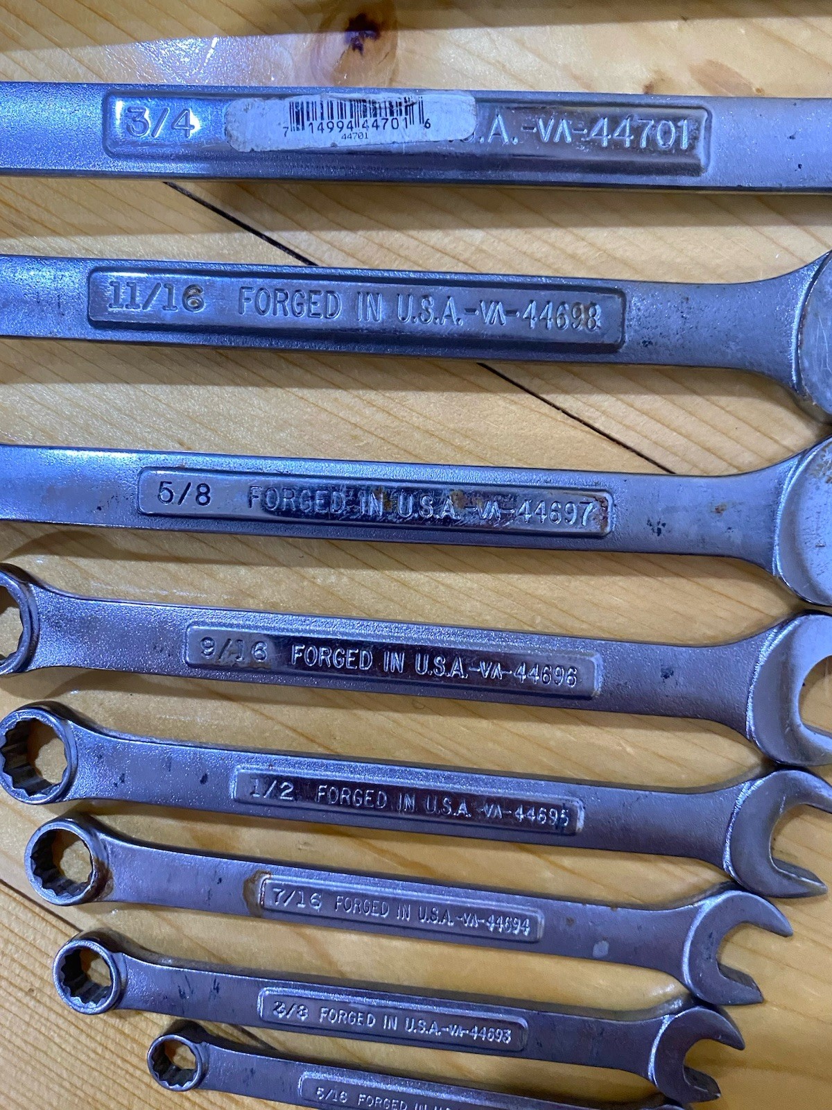 Vintage Craftsman 10pc SAE Combination Wrench Set -VA- Made in USA~ 5/16-7/8
