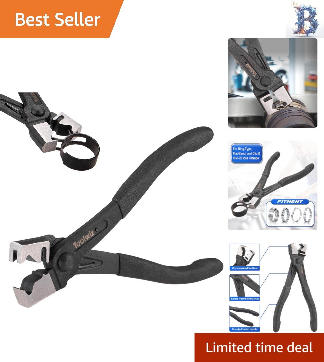 Clic-R Hose Clamp Pliers with Anti-Slip Handle & Spring-Loaded Design