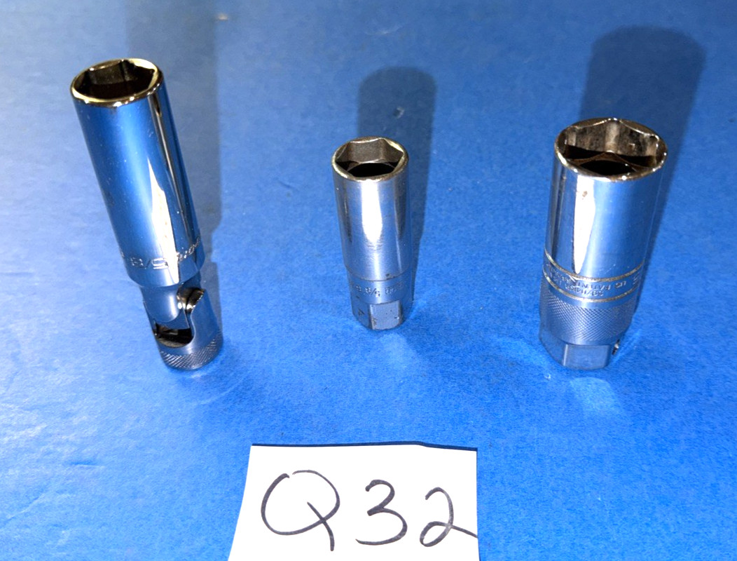 SNAP-ON TOOLS 3 PIECE 3/8 DRIVE SPARK PLUG SOCKETS 1 NEW 2 USED