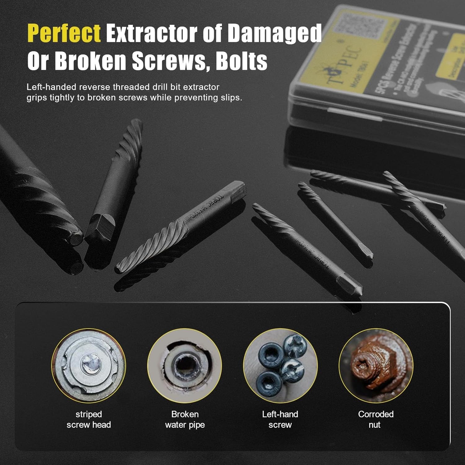 Damaged Screw Extractor Set, 7 Piece Easy Out Bolt Extractor for Easily Remov…