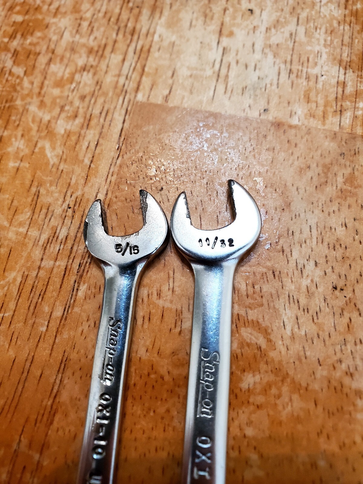 Snap On 5/16″ 11/32″ 6PT SAE Midget Chrome Combination Wrenchs USA Lot Of 2