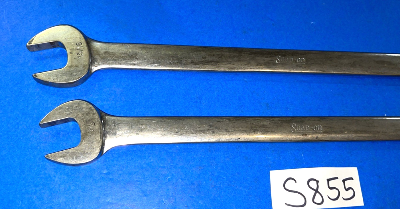 SNAP-ON TOOLS 2 PIECE SAE. EXTRA LONG COMBINATION WRENCHES 7/8 & 15/16