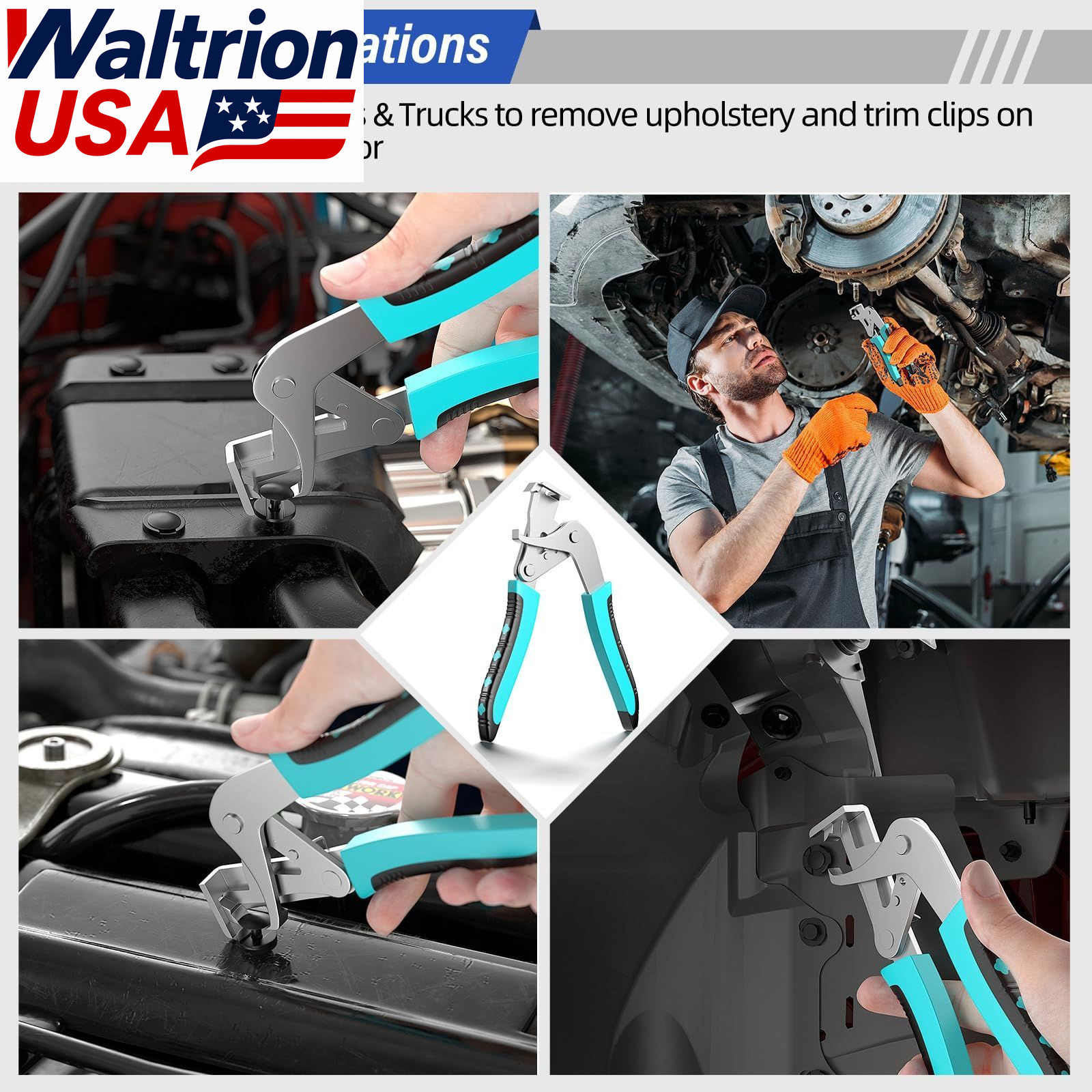 BURMONG 1 Pack Metal Car Clip Pliers Disassembly Tool, Professional Auto Blue
