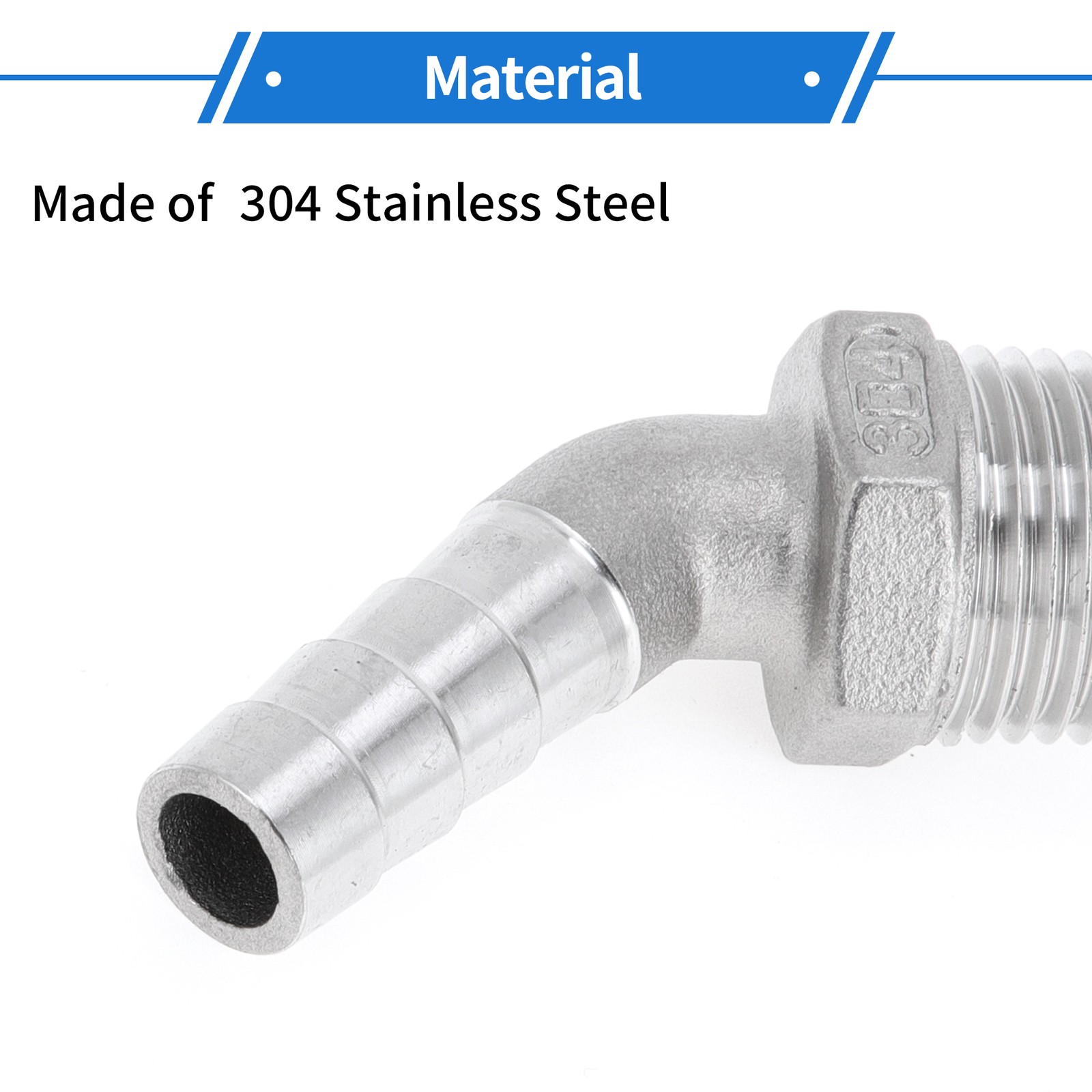 15/32″x1/2″ BSPT 45° Elbow Tube Beard Fittings 2pcs Silver