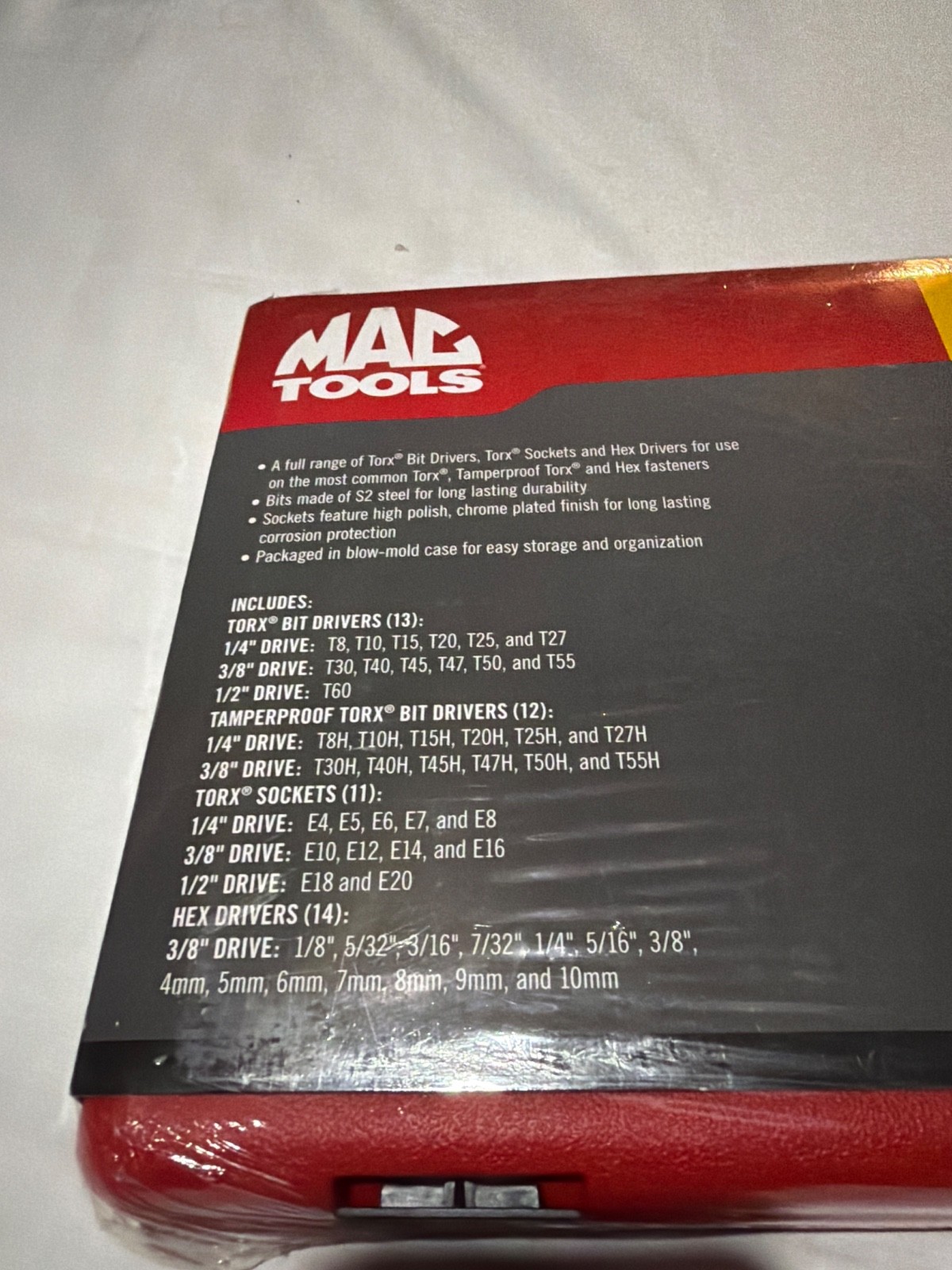mac tools 50pc torx and hex driver set smxvht50b