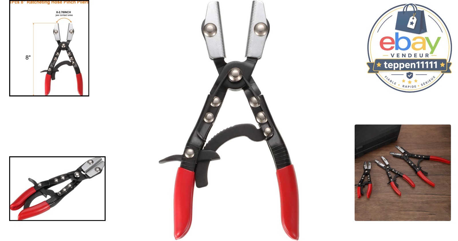 Hose Pinch Off Pliers 8″ Carbon Steel Automatic Locking Ratcheting