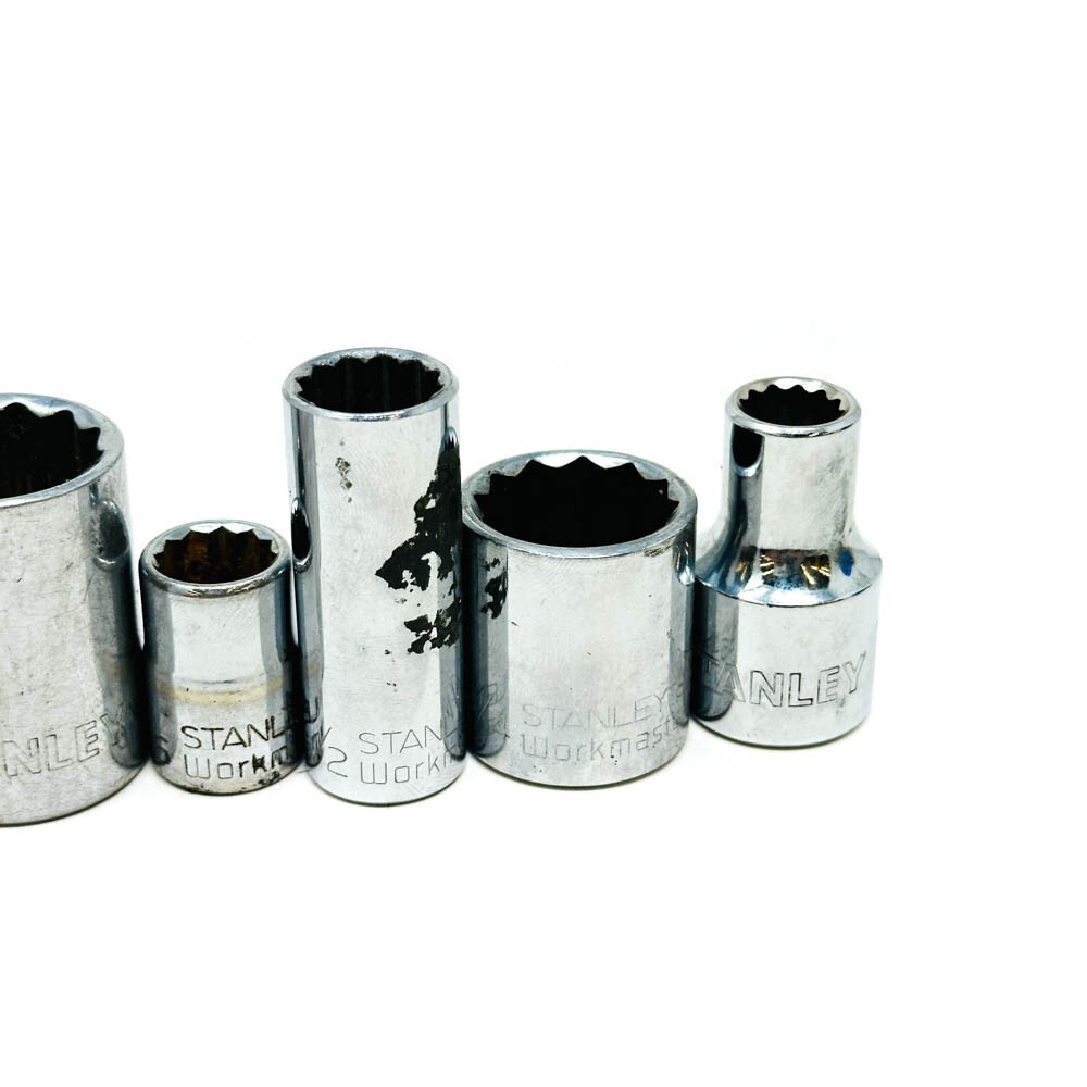 Stanley 86-461, 86-381 SAE 6, 12 Pt 1/2 and 3/8 in Drive, Mixed Socket Set 10Pcs