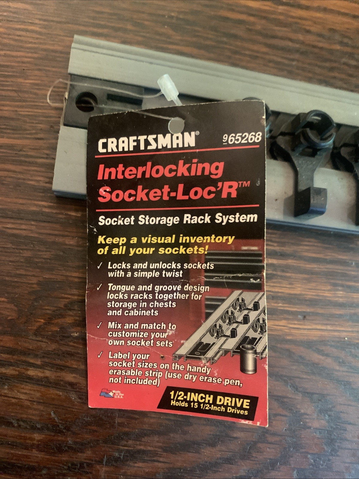 Sears Craftsman USA NOS 1/2” Socket Loc’R Rack Rare 65268 Twist Lock New W/tag