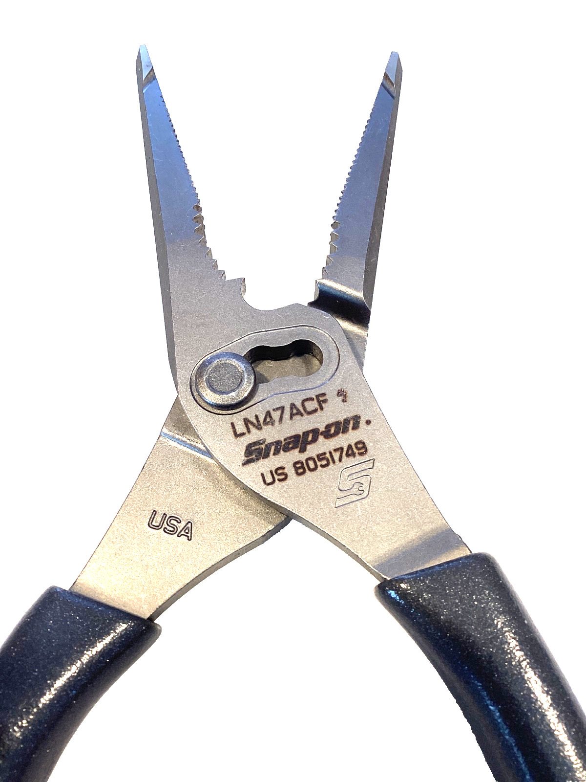 Snap on Tools LN47ACF NEW 9” Titanium Gray Soft Grip Long Nose Slip Joint Pliers