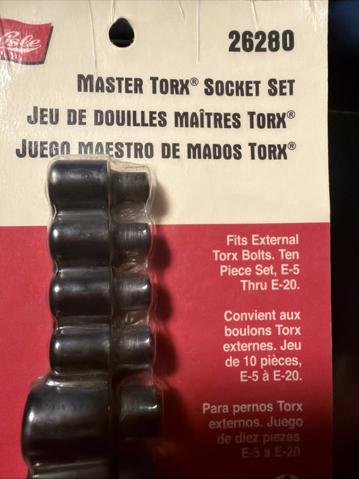 10pc Lisle Master Torx Socket Set E5-E20 Heat-Treated Steel Free Shipping