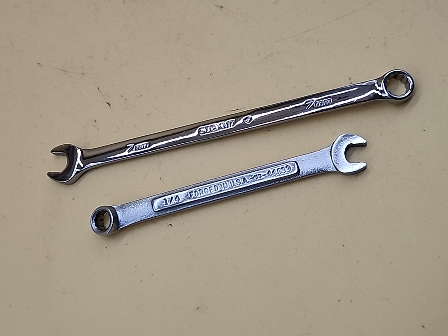 Snap-on 7mm Metric 12pt Flank Dr Combo Wrench SOEXM7 +craftsman VV 44699 1/4″