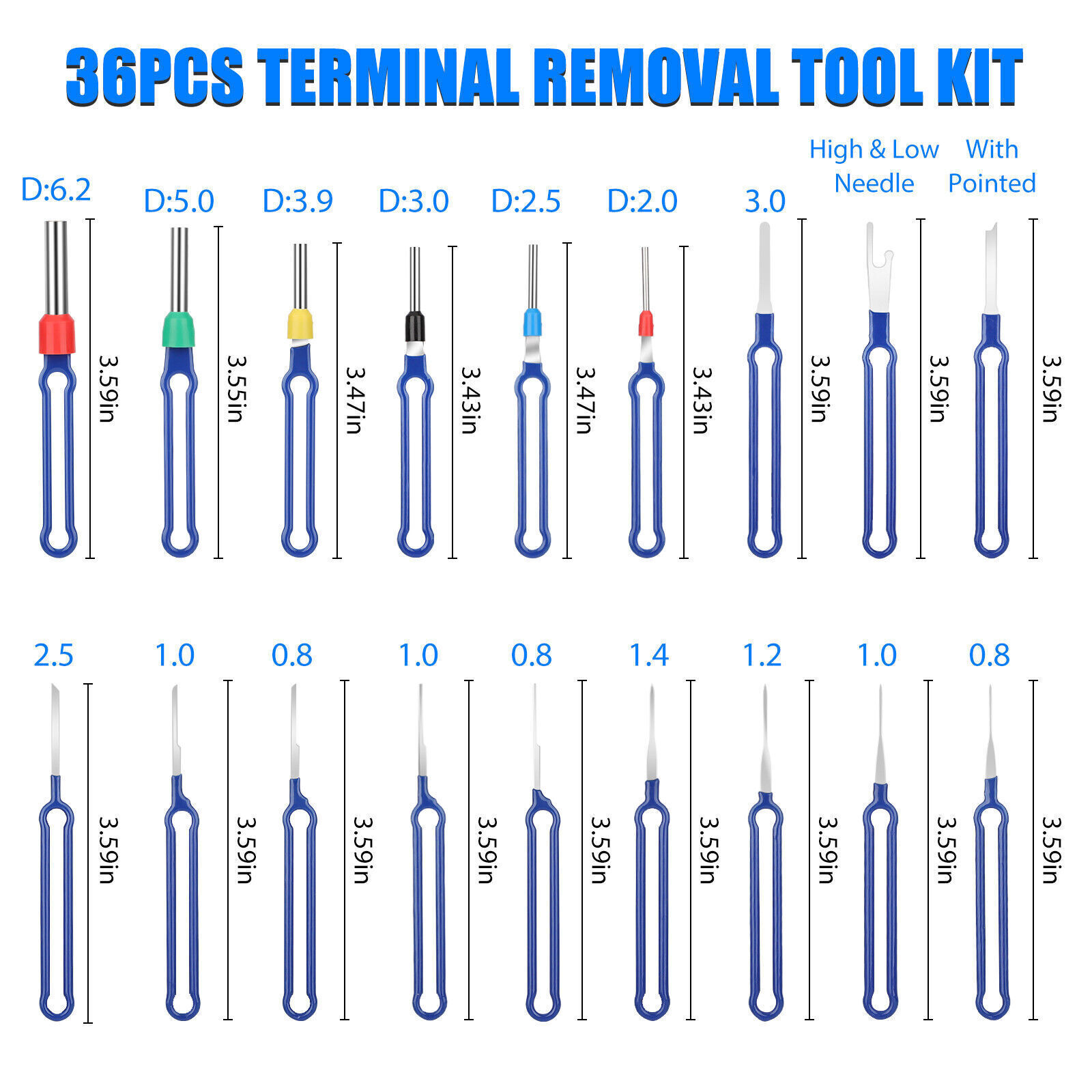 36Pcs Terminal Removal Tool Kit, Electrical Connector Pin Removal Tool Kit