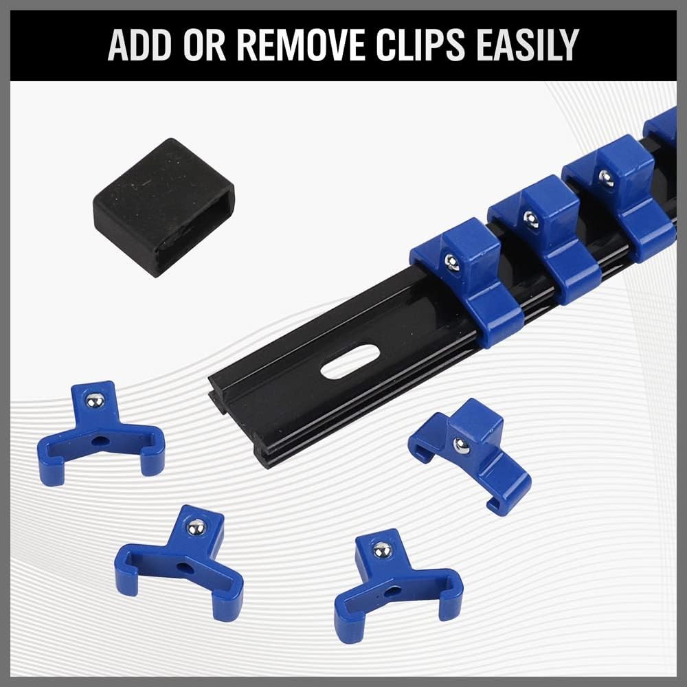 9-Piece Premium Socket Holder Organizer Set, 1/4-Inch x 48 Clips