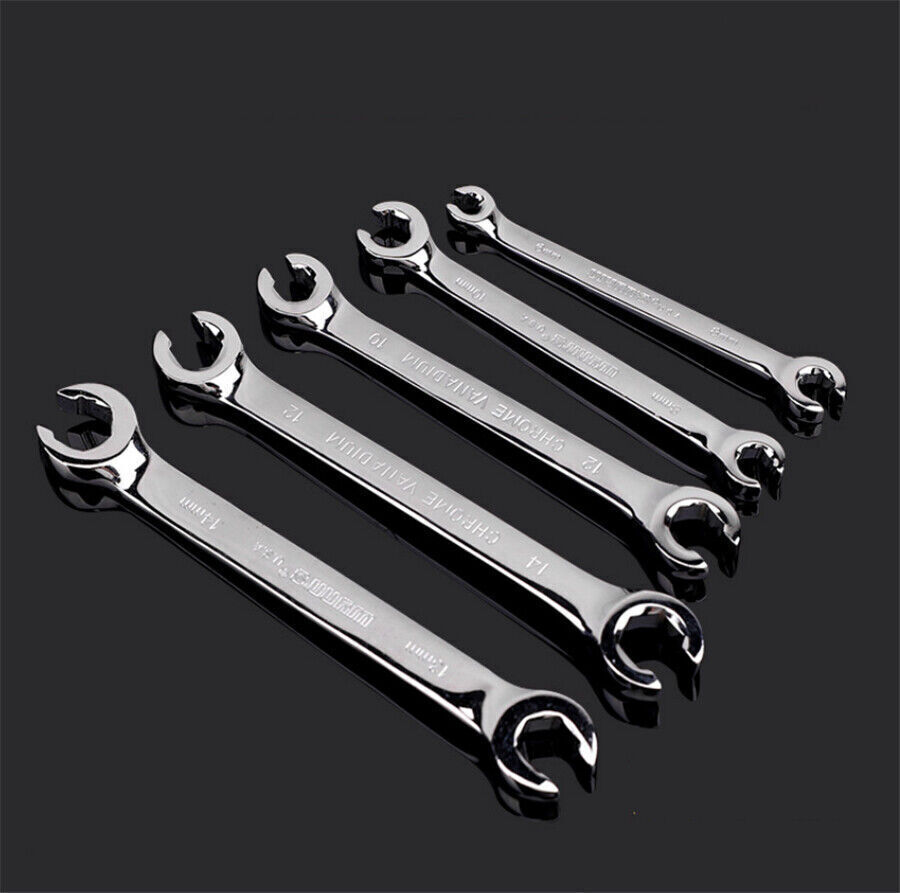 6Pcs 6mm-19mm Metric Flare Nut Spanners Wrench Kit For Gas Brake AC Diesel Lines