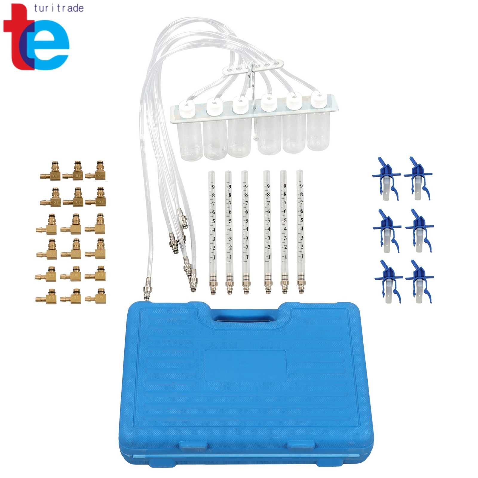 6 Cylinder Diesel Injector Flow Meter Tester Kit Common Rail Adaptor Test Tool