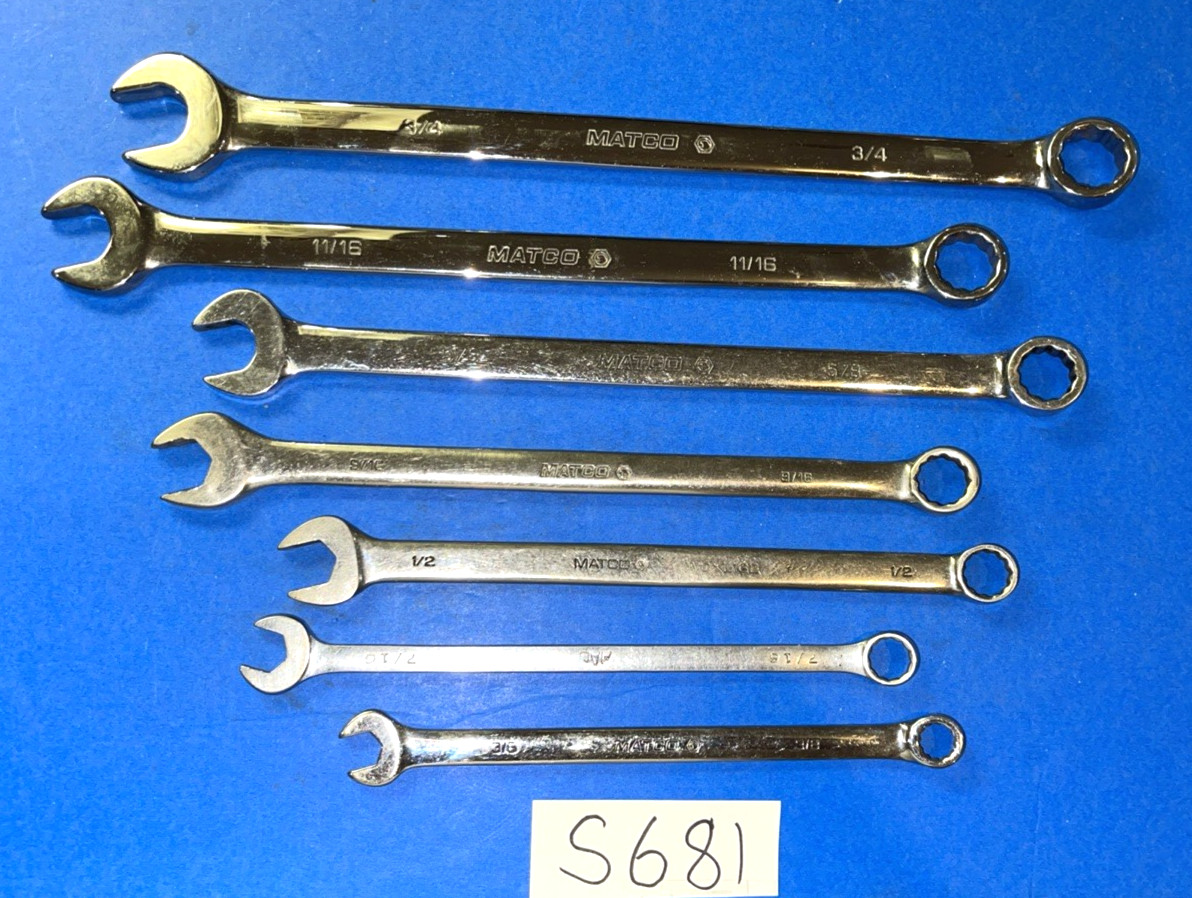 MATCO TOOLS 7 PIECE SAE COMBINATION EXTRA LONG 12 POINT WRENCH SET 3/8 TO 3/4