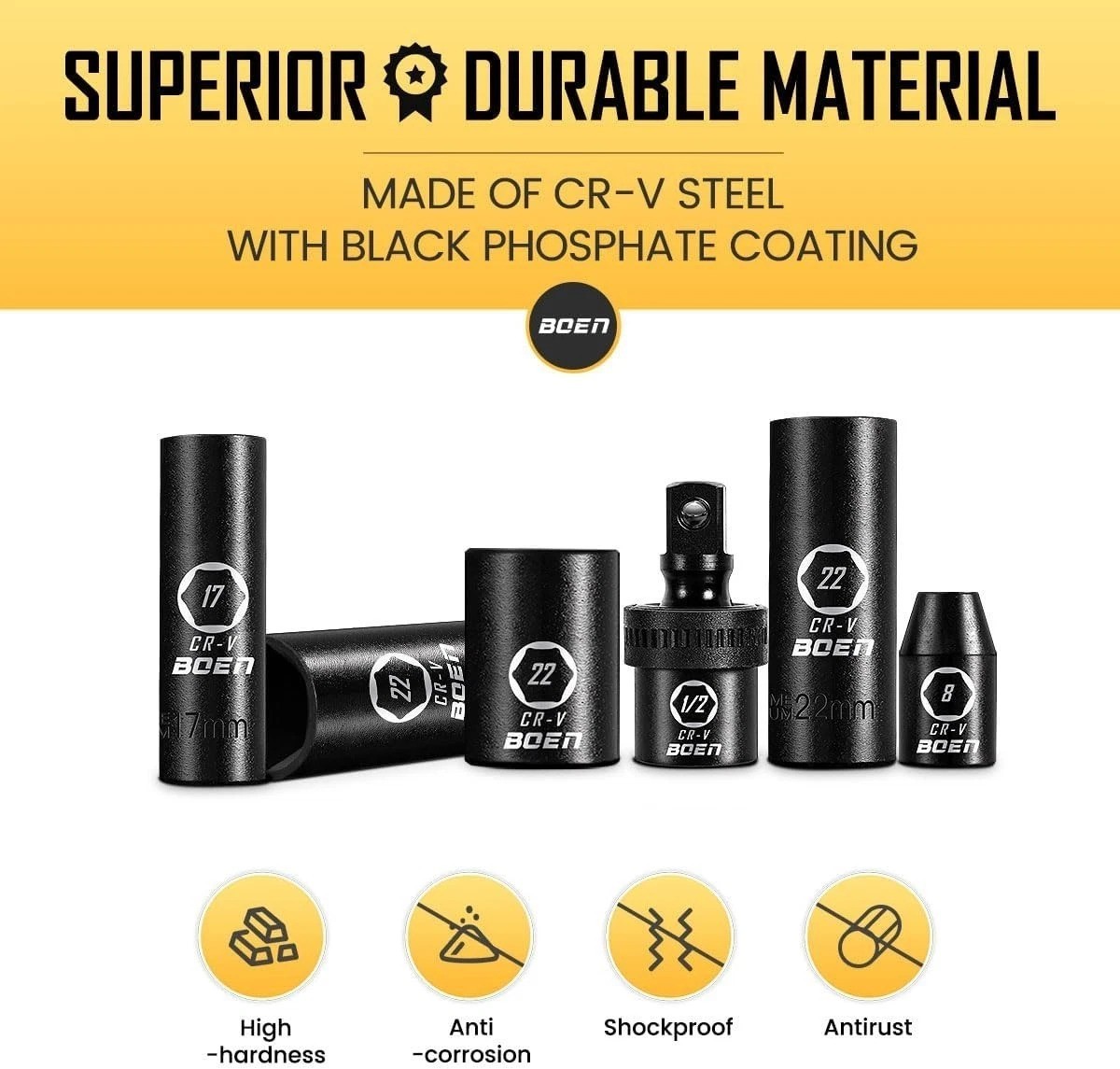 High-Durability 1/2″ Drive Impact Socket Set – 33 PCS with Extensions & Joint