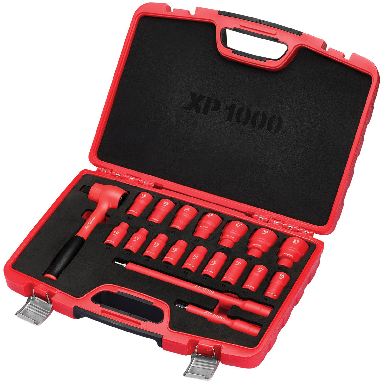 Draper 17671 XP1000® VDE Metric Socket Set, 1/2″ Sq. Dr. (19 Piece)