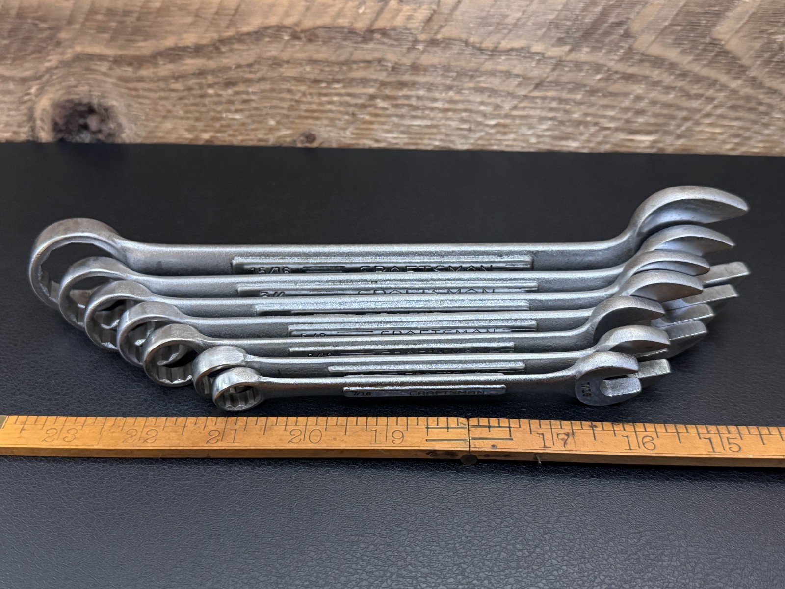 Vintage Craftsman =V= SAE Combination Wrench Set 7/16 to 15/16 7pc Forged in USA