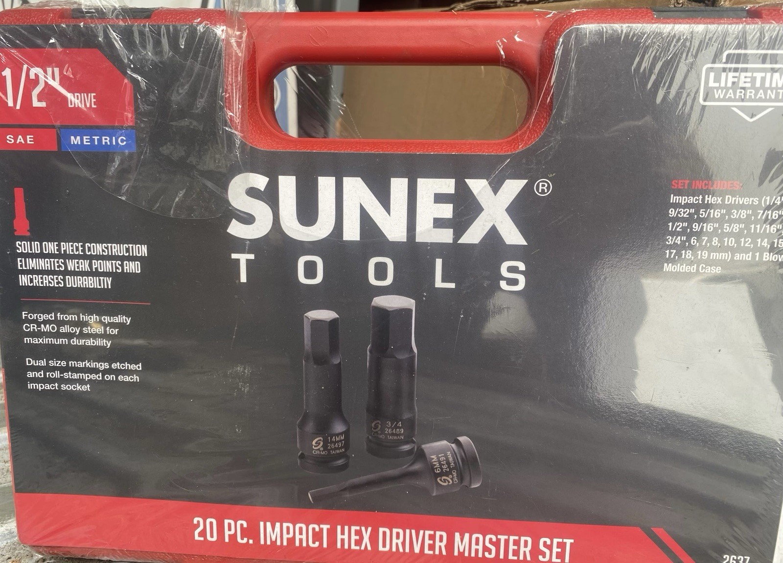 Sunex Tool 20 Piece 1/2 Inch Drive Impact Hex Driver Set