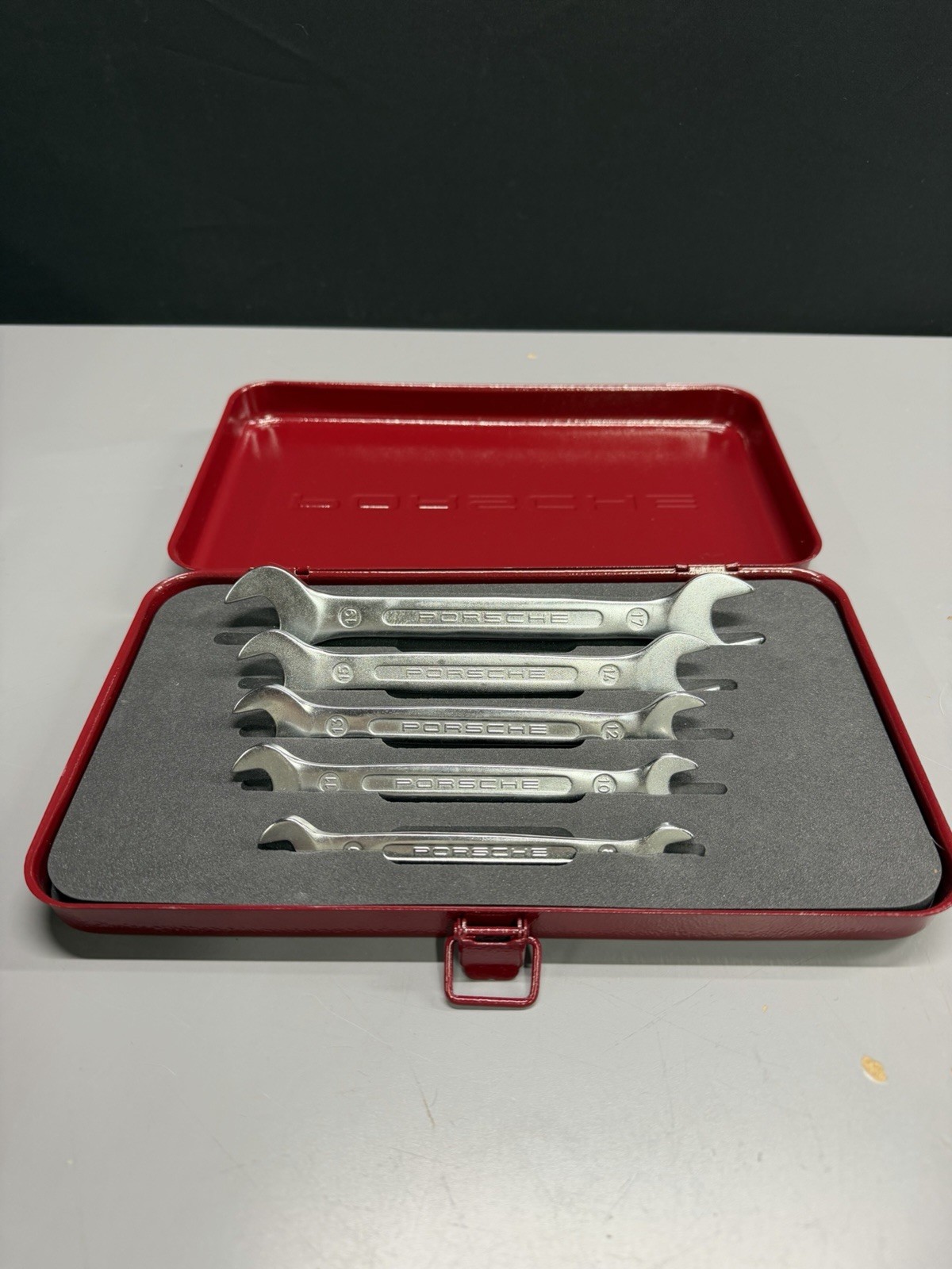 Porsche Classic Combination Wrench Set W/ Red Enameled Steel Case PCG19501100