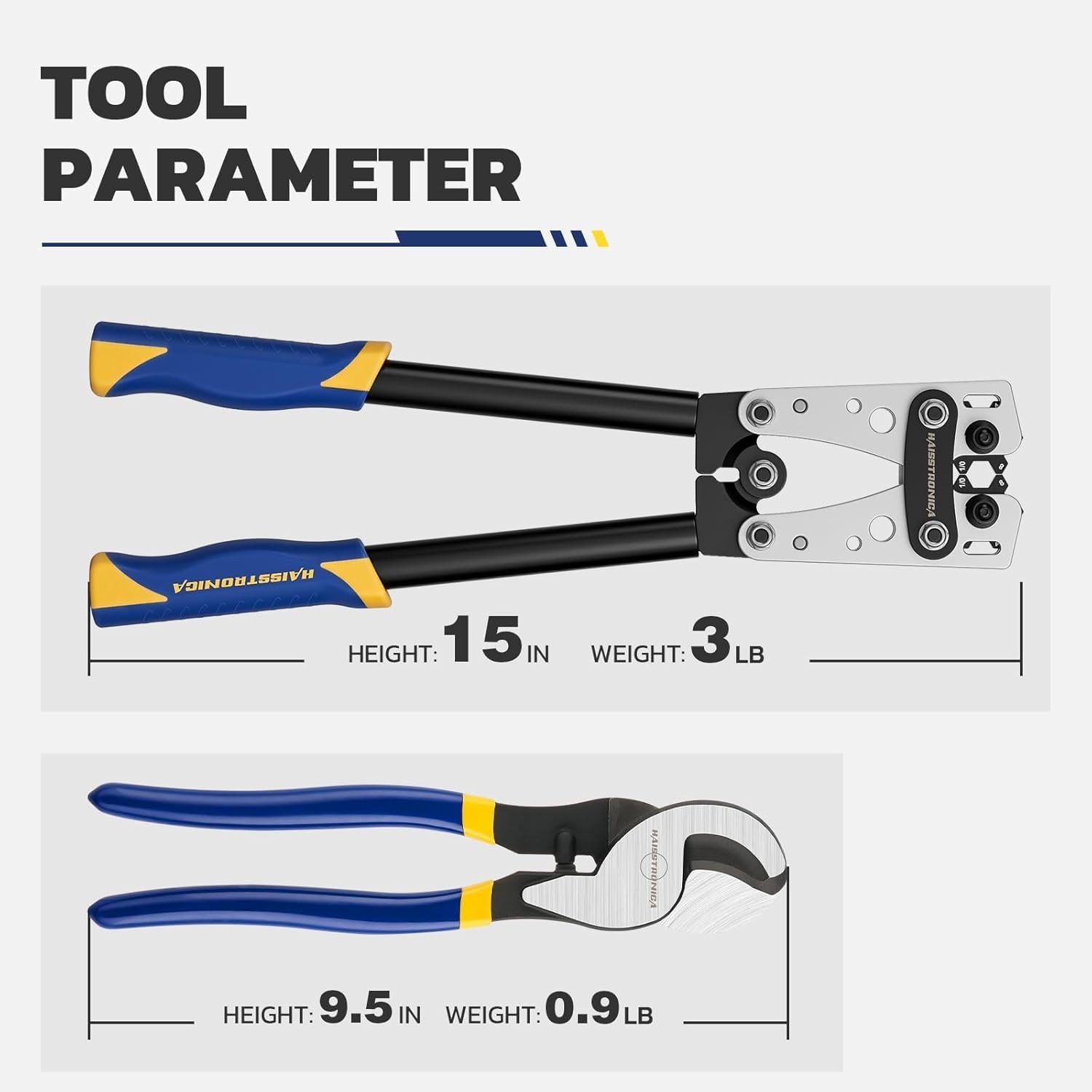haisstronica Heavy Duty Battery Cable Crimping Tool Black,blue,yellow