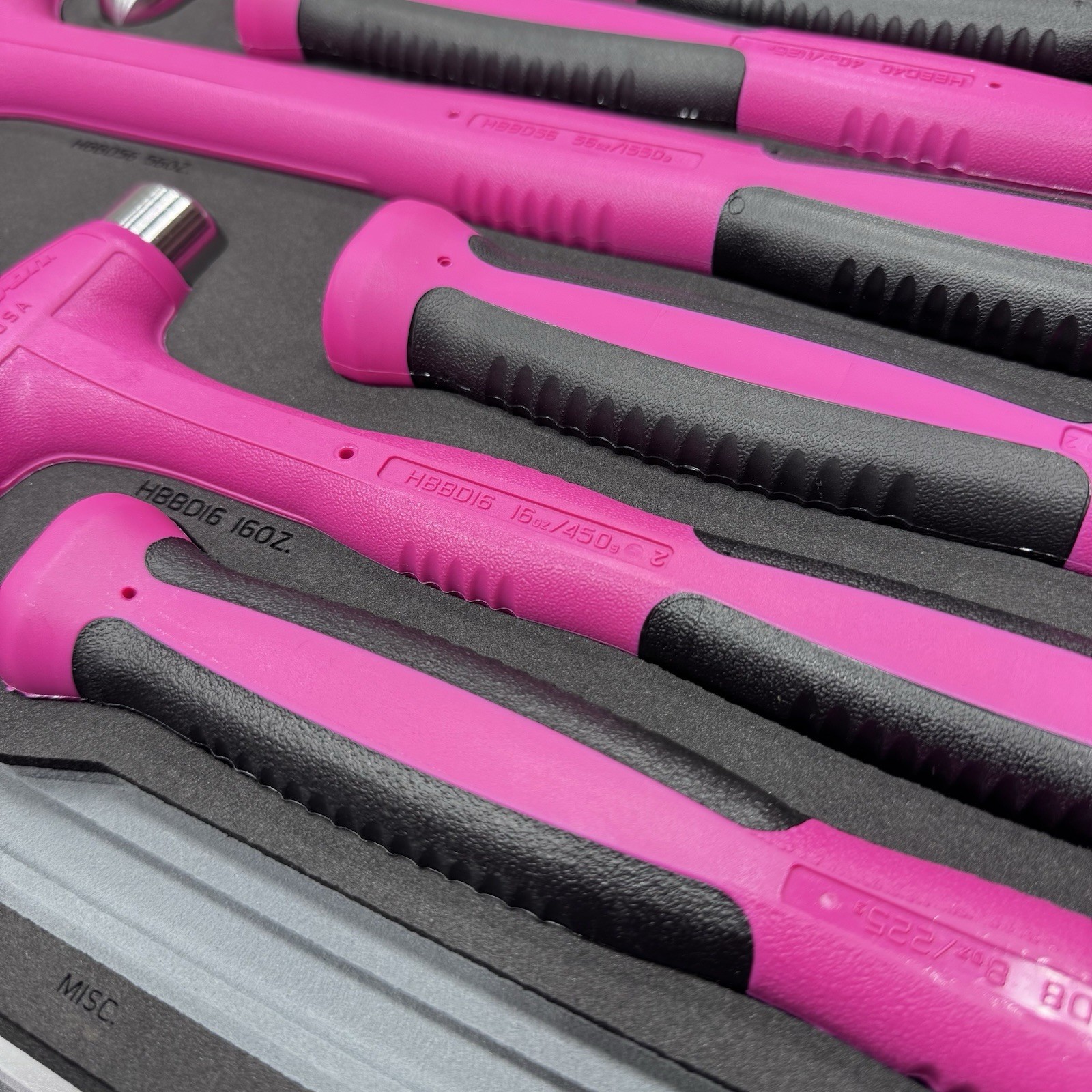 Snap-on Tools USA NEW 6pc ELECTRIC PINK Dead Blow Ball Peen Hammer Set HBBD6FEP