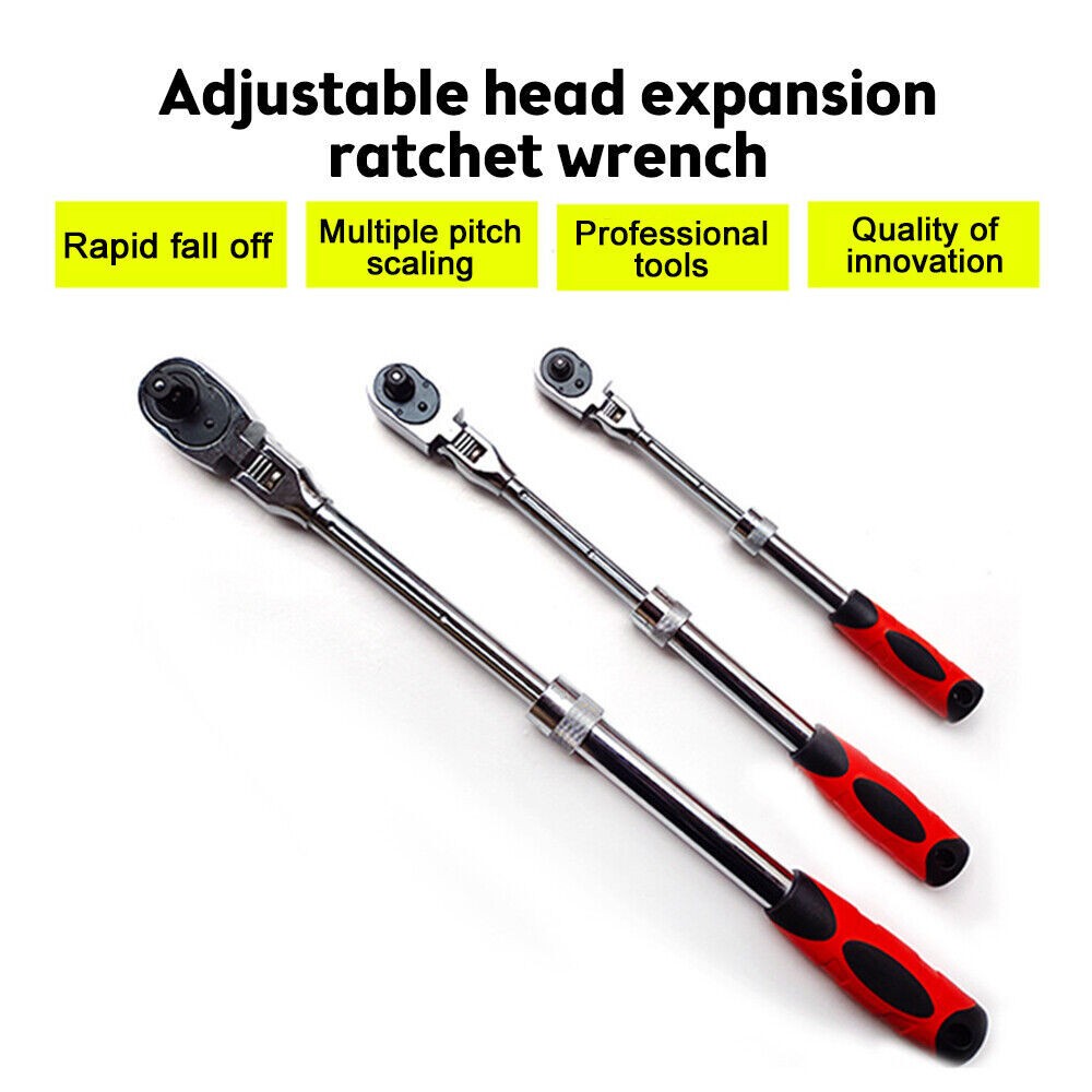1/4″ 3/8» 1/2» Flex Head Socket Ratchet Wrench Extendable Ratchet Auto Repair