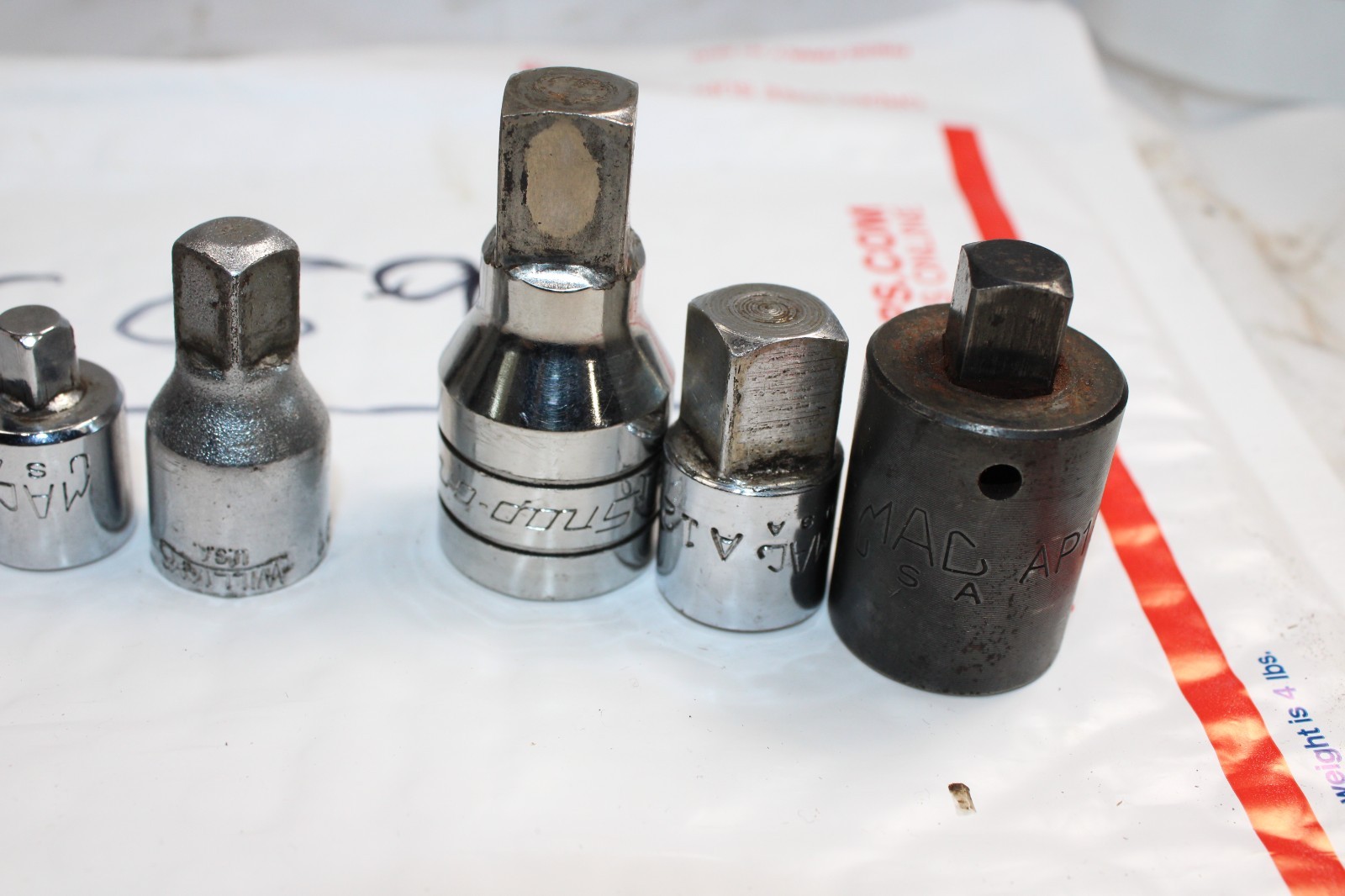 7 Piece Mac and Snap on adaptor lot 3/8 1/2 1/4