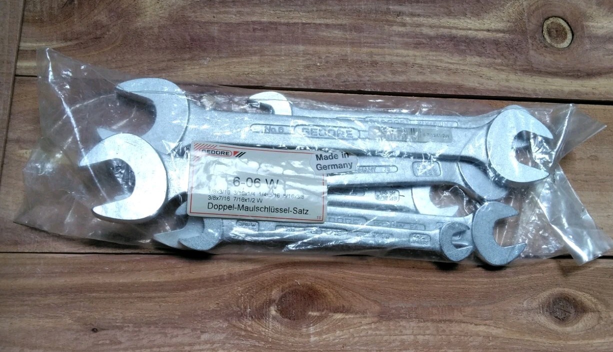 VTG NOS GEDORE 6-06 W VANADIUM DBL OPEN END WRENCH SET 6 PC AUTO WHITWORTH GERMA