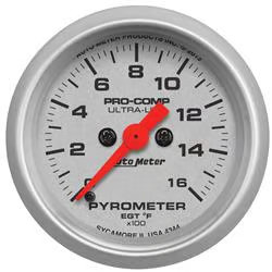Autometer 4344 Ultra-Lite Pyrometer (Egt) Gauge, 2-1/16″, 1600 F, Digital