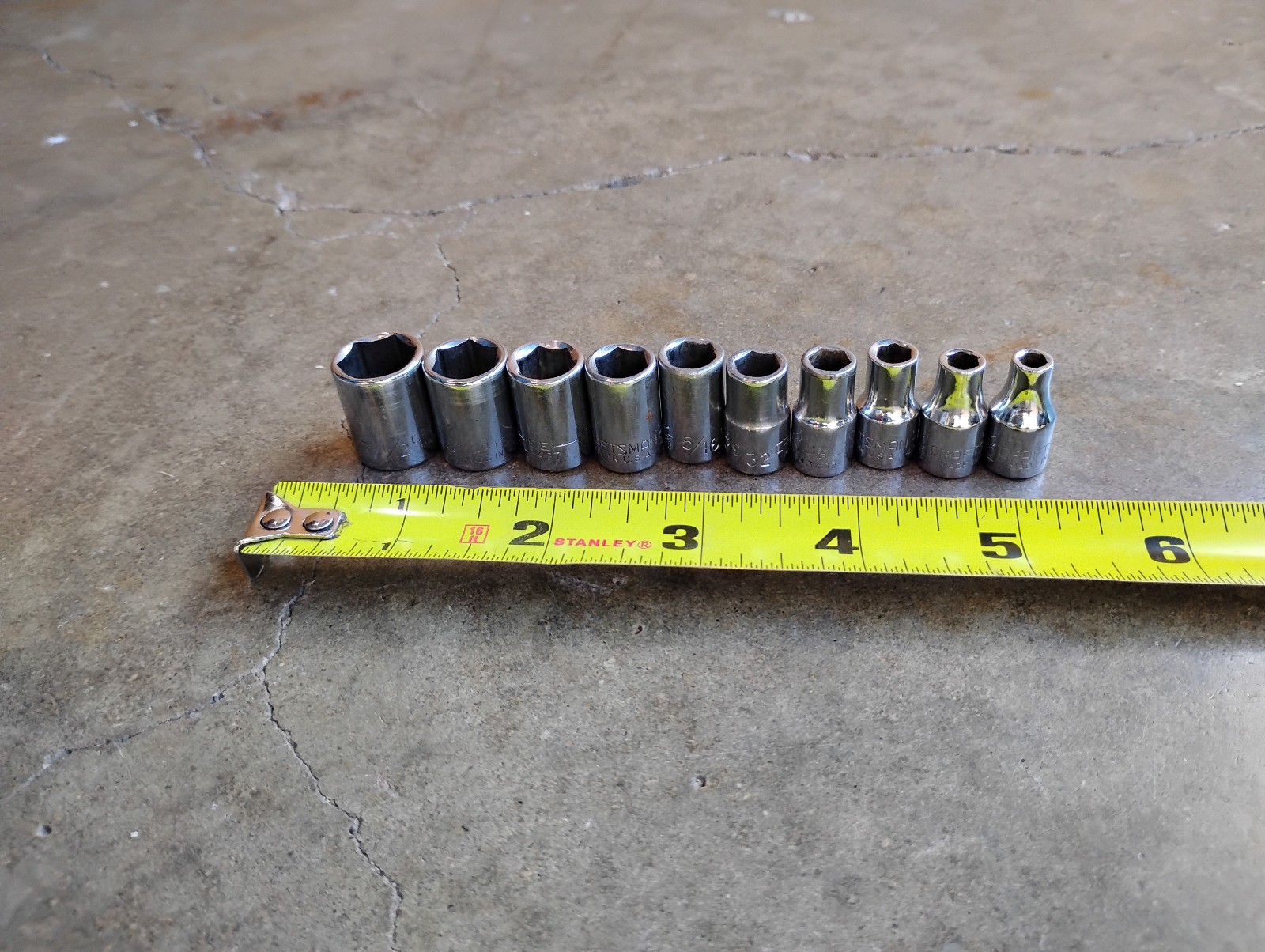 Craftsman 10pc. 1/4″ Socket Set 6pt 1/2″ – 5/32″ USA