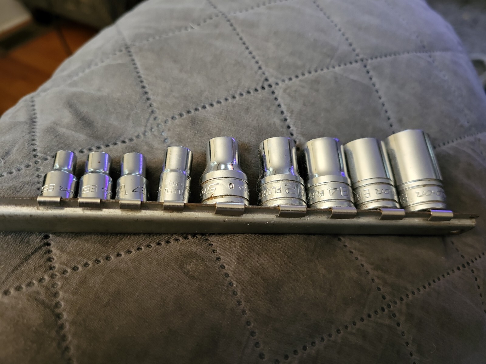 Snap-on Tools Socket Set TLE50-TLE80 and FLE100-FLE180 1/4 Drive and 3/8 Drive.